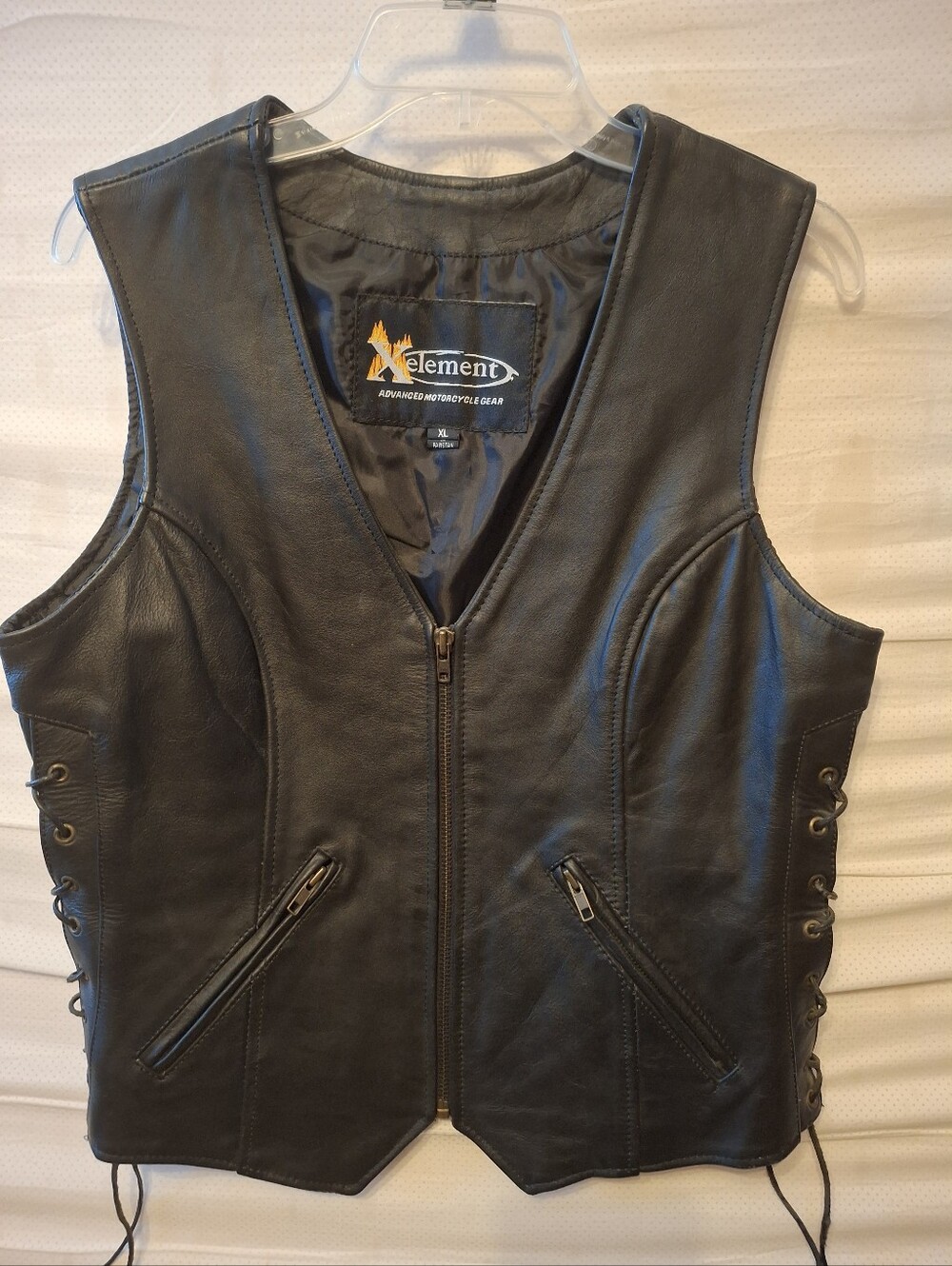 Element Black Leather Moto Vest with Side Lace-Up